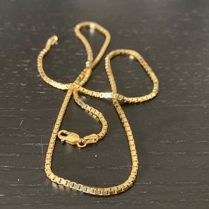 14k Solid Yellow Gold Shiny Box Chain Necklace